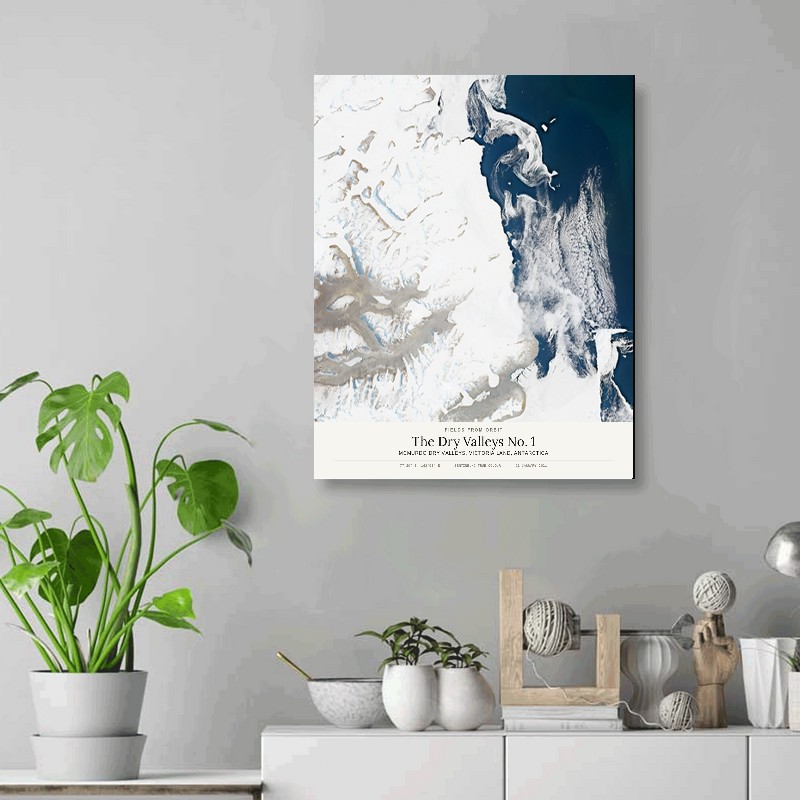 The Dry Valleys No. 1 — 16x20 gallery-wrapped canvas print of McMurdo Dry Valleys, Victoria Land, Antarctica shown hanging on a wall