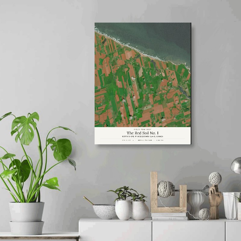 The Red Soil No. 1 — 16x20 gallery-wrapped canvas print of North shore, Prince Edward Island, Canada shown hanging on a wall