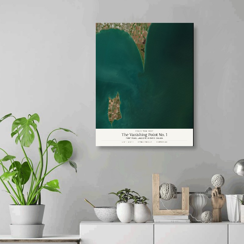 The Vanishing Point No. 1 — 16x20 gallery-wrapped canvas print of Point Pelee, Lake Erie, Ontario, Canada shown hanging on a wall