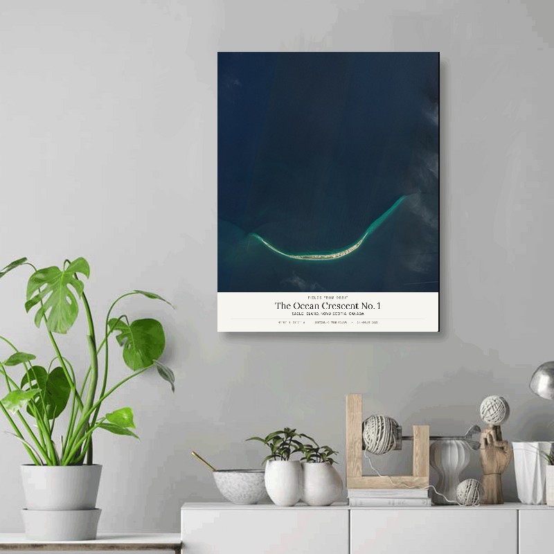 The Ocean Crescent No. 1 — 16x20 gallery-wrapped canvas print of Sable Island, Nova Scotia, Canada shown hanging on a wall