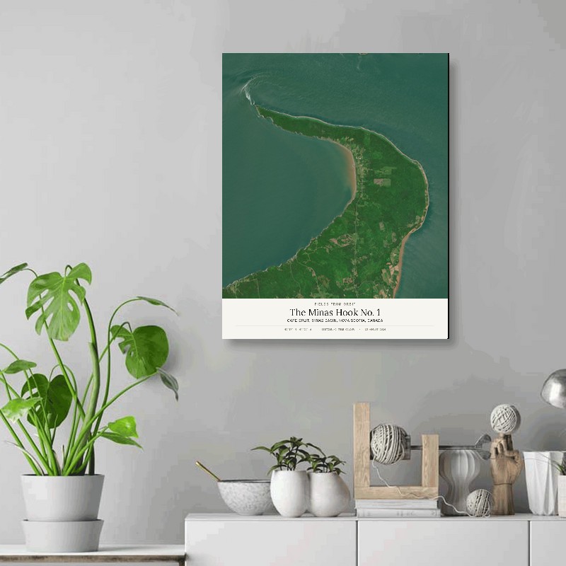 The Minas Hook No. 1 — 16x20 gallery-wrapped canvas print of Cape Split, Minas Basin, Nova Scotia, Canada shown hanging on a wall