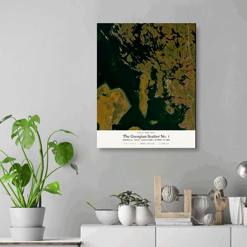 The Georgian Scatter No. 1 — 16x20 gallery-wrapped canvas print of Beausoleil Island, Georgian Bay, Ontario, Canada shown hanging on a wall