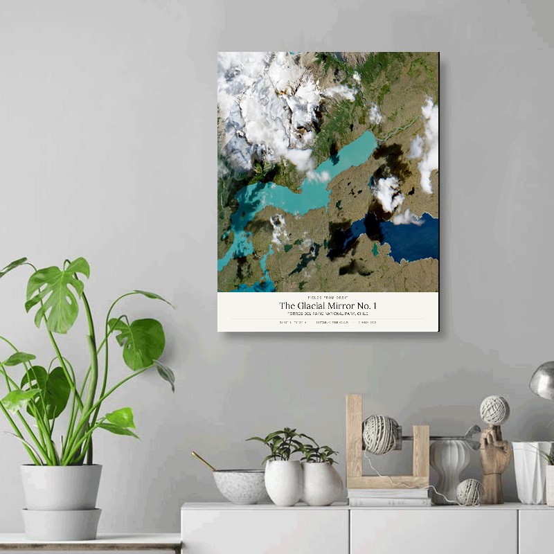 The Glacial Mirror No. 1 — 16x20 gallery-wrapped canvas print of Torres del Paine National Park, Chile shown hanging on a wall
