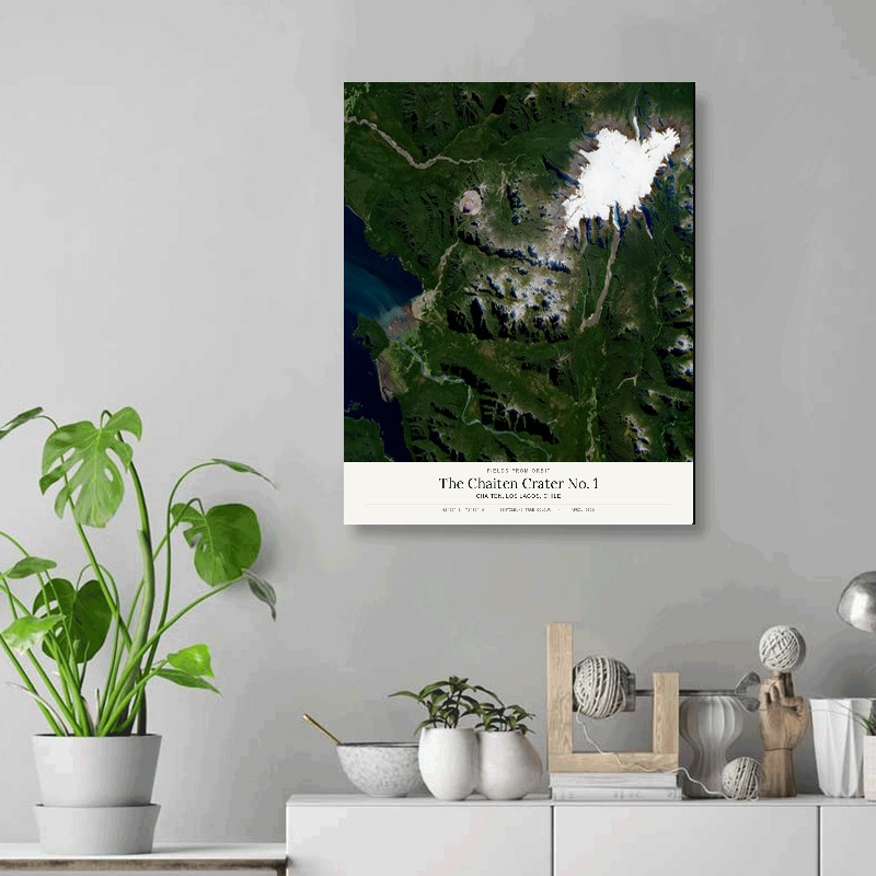 The Chaiten Crater No. 1 — 16x20 gallery-wrapped canvas print of Chaiten, Los Lagos, Chile shown hanging on a wall