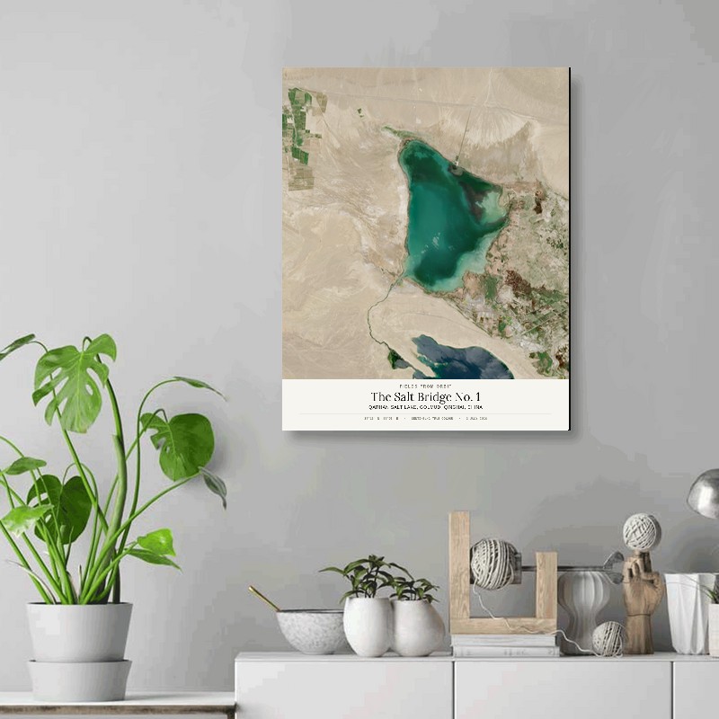 The Salt Bridge No. 1 — 16x20 gallery-wrapped canvas print of Qarhan Salt Lake, Golmud, Qinghai, China shown hanging on a wall