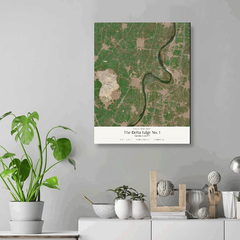 The Delta Edge No. 1 — 16x20 gallery-wrapped canvas print of Nile Delta, Egypt shown hanging on a wall