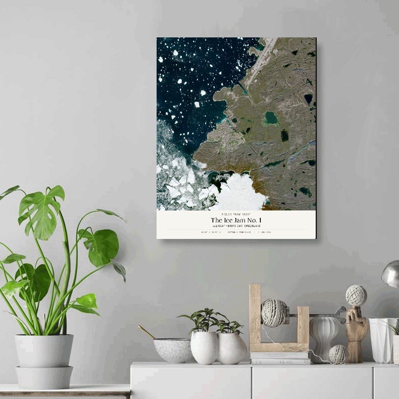 The Ice Jam No. 1 — 16x20 gallery-wrapped canvas print of Ilulissat / Disko Bay, Greenland shown hanging on a wall