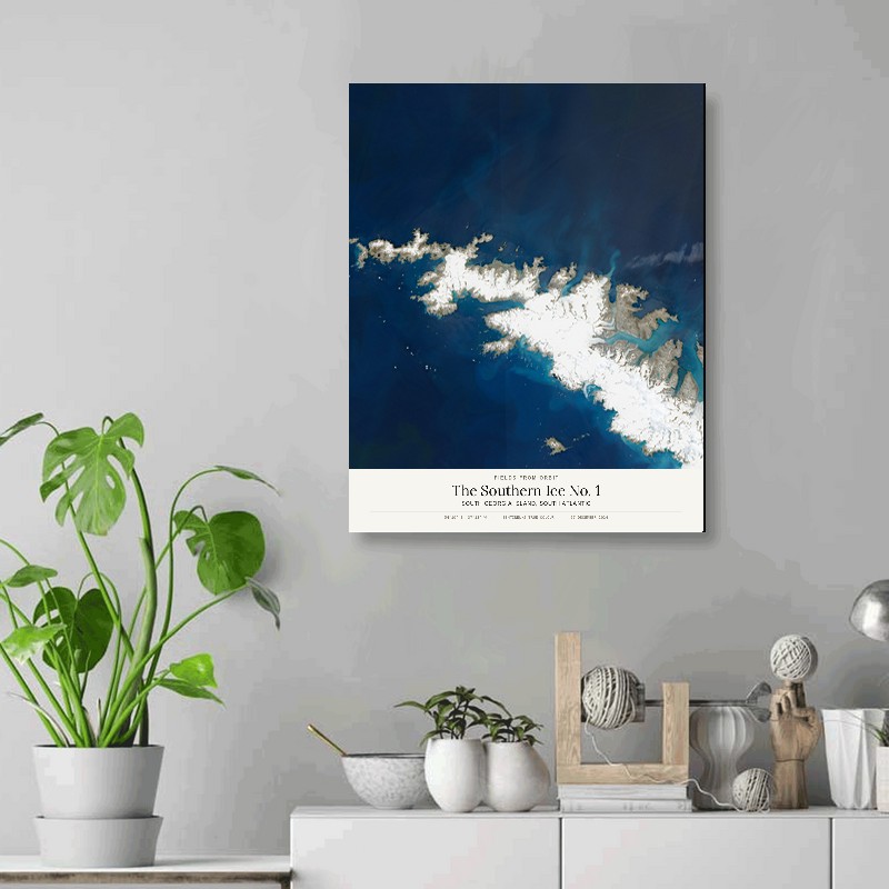 The Southern Ice No. 1 — 16x20 gallery-wrapped canvas print of South Georgia Island, South Atlantic shown hanging on a wall