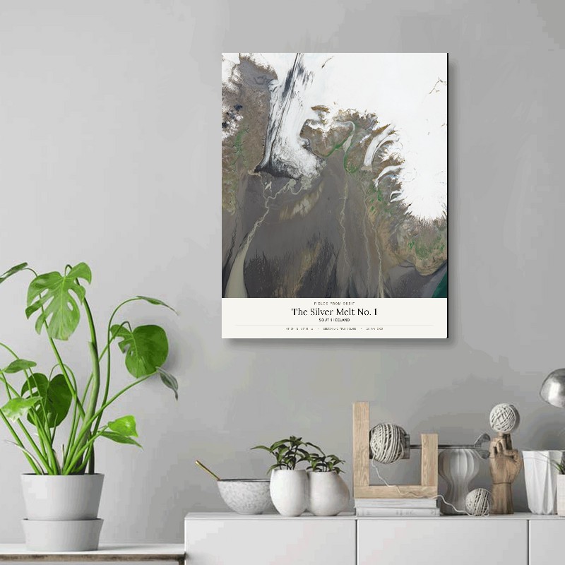 The Silver Melt No. 1 — 16x20 gallery-wrapped canvas print of South Iceland shown hanging on a wall