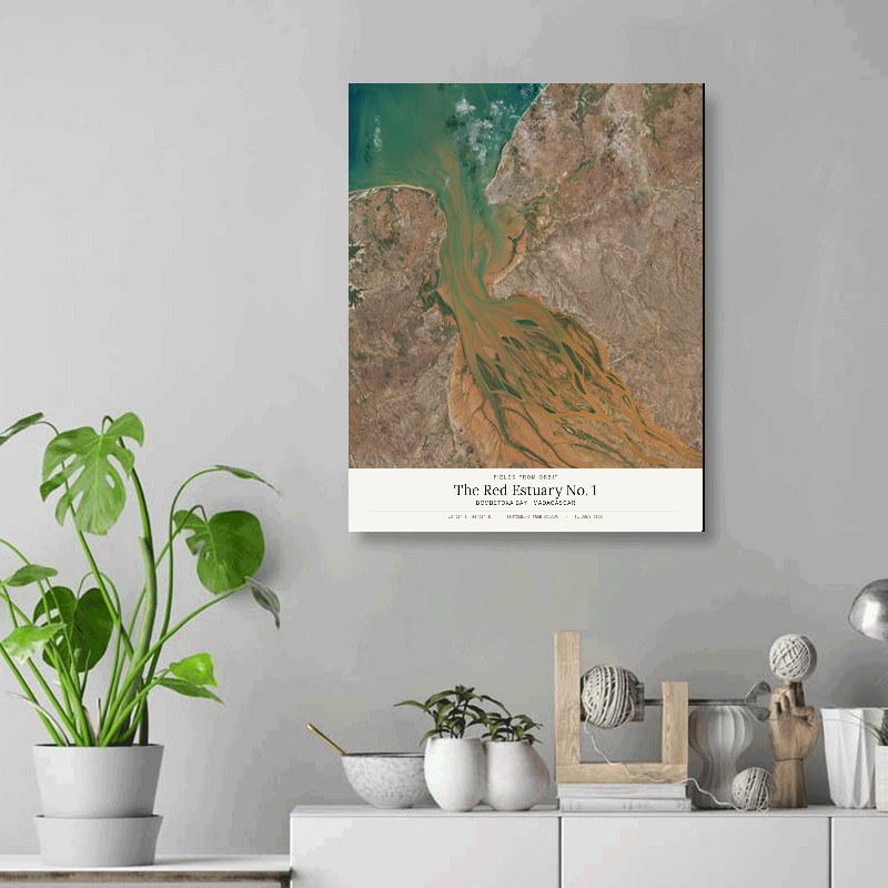 The Red Estuary No. 1 — 16x20 gallery-wrapped canvas print of Bombetoka Bay · Madagascar shown hanging on a wall