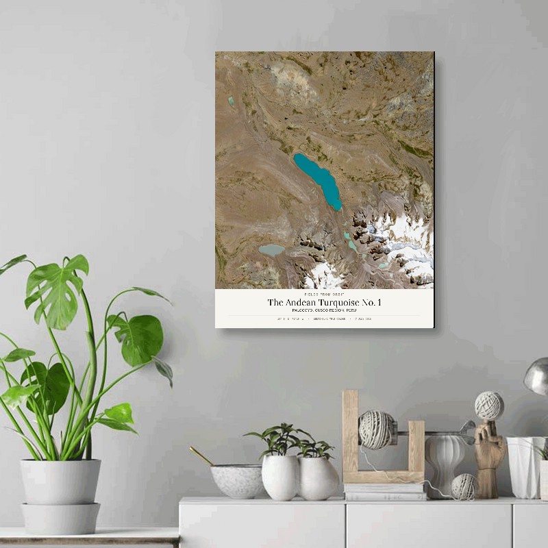 The Andean Turquoise No. 1 — 16x20 gallery-wrapped canvas print of Palccoyo, Cusco region, Peru shown hanging on a wall