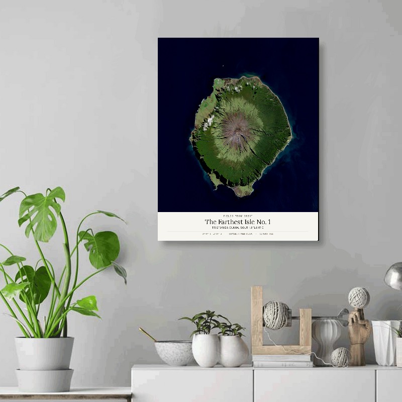 The Farthest Isle No. 1 — 16x20 gallery-wrapped canvas print of Tristan da Cunha, South Atlantic shown hanging on a wall
