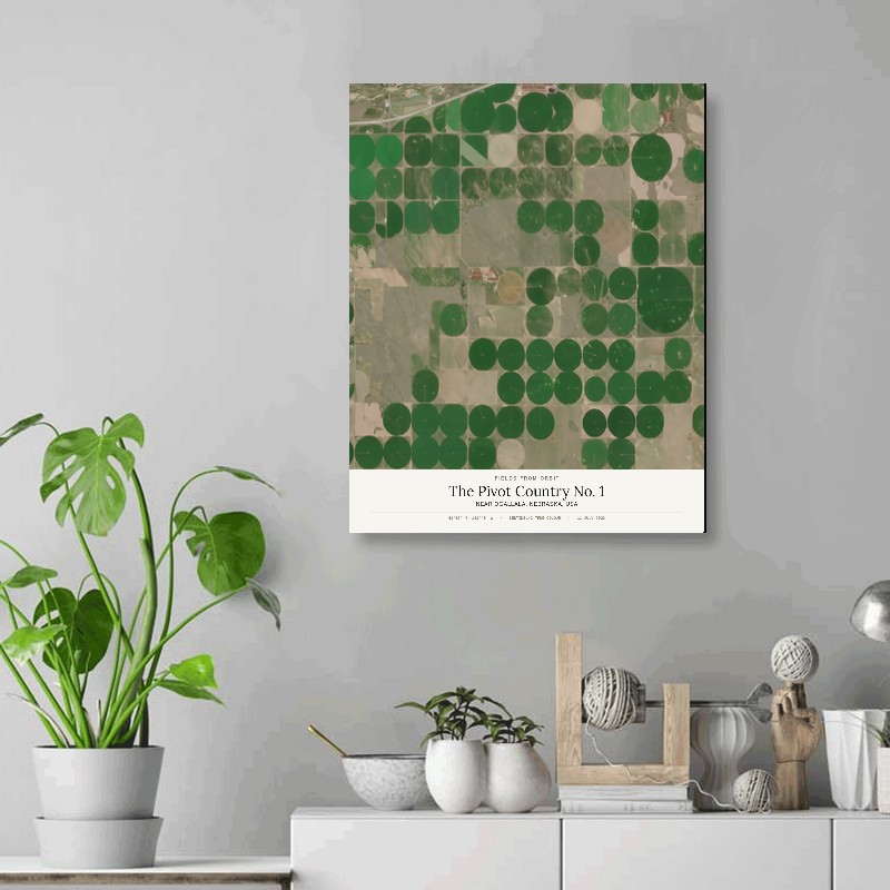 The Pivot Country No. 1 — 16x20 gallery-wrapped canvas print of Near Ogallala, Nebraska, USA shown hanging on a wall