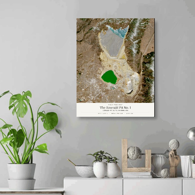 The Emerald Pit No. 1 — 16x20 gallery-wrapped canvas print of Berkeley Pit, Butte, Montana, USA shown hanging on a wall