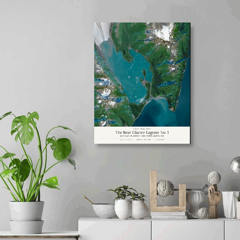 The Bear Glacier Lagoon No. 1 — 16x20 gallery-wrapped canvas print of Bear Glacier Lagoon, Kenai Fjords, Alaska, USA shown hanging on a wall