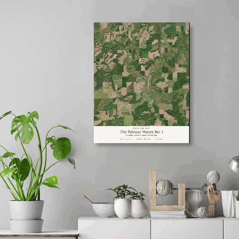 The Palouse Waves No. 1 — 16x20 gallery-wrapped canvas print of Whitman County, Washington, USA shown hanging on a wall