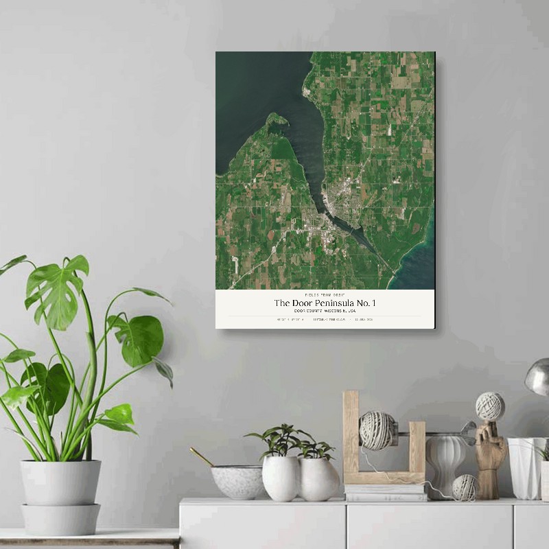 The Door Peninsula No. 1 — 16x20 gallery-wrapped canvas print of Door County, Wisconsin, USA shown hanging on a wall