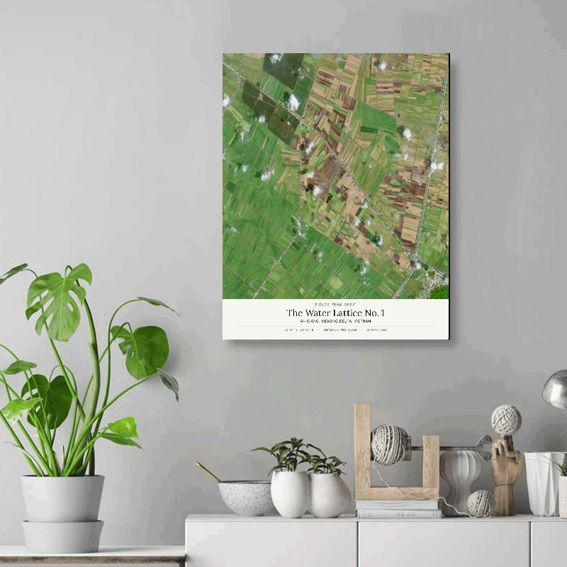 The Water Lattice No. 1 — 16x20 gallery-wrapped canvas print of An Giang, Mekong Delta, Vietnam shown hanging on a wall
