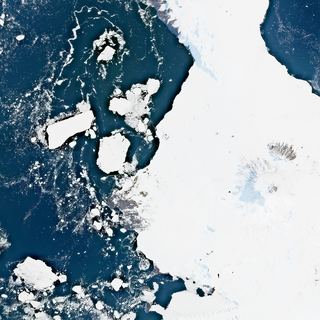 The Southern Cone No. 1 — satellite art print of Mount Erebus, Ross Island, Antarctica