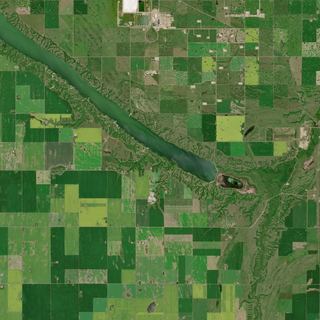 The Emerald Reservoir No. 1 — satellite art print of Buffalo Pound Lake, Qu'Appelle valley, Saskatchewan
