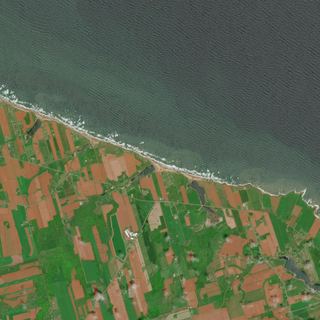 The Red Soil No. 2 — satellite art print of North shore, Prince Edward Island, Canada