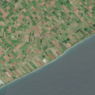The Lakeshore Quilt No. 1 — satellite art print of Chatham-Kent, Lake Erie, Ontario, Canada
