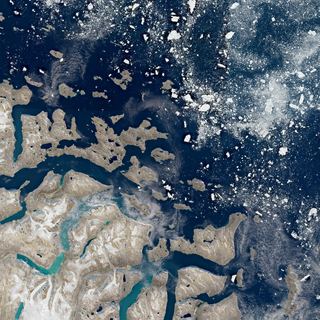 The Frozen Archipelago No. 1 — satellite art print of Baffin Island, Nunavut, Canada