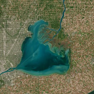 The Silt Fan No. 1 — satellite art print of Lake St. Clair, Ontario, Canada