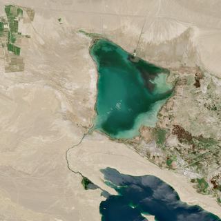 The Salt Bridge No. 1 — satellite art print of Qarhan Salt Lake, Golmud, Qinghai, China