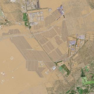 The Dust Grid No. 1 — satellite art print of Tengger Desert, Ningxia, China