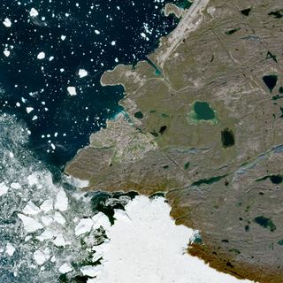 The Ice Jam No. 1 — satellite art print of Ilulissat / Disko Bay, Greenland